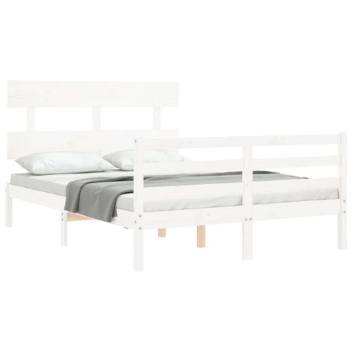 Cadre De Lit Sans Matelas Blanc 120x200 Cm Bois Massif