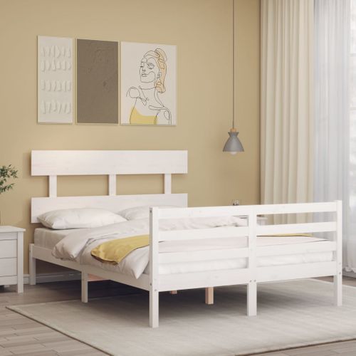 Cadre De Lit Sans Matelas Blanc 120x200 Cm Bois Massif