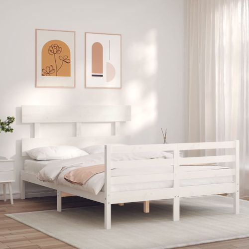 Cadre De Lit Sans Matelas Blanc 120x200 Cm Bois Massif