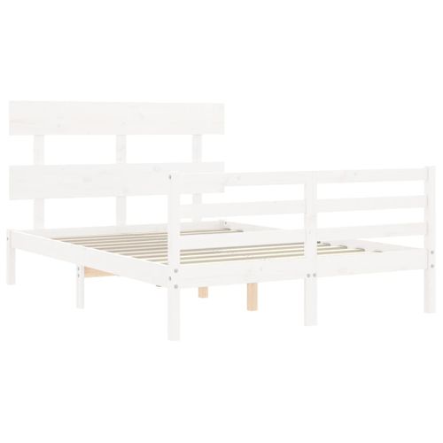 Cadre De Lit Sans Matelas Blanc 120x200 Cm Bois Massif