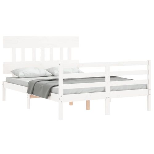 Cadre De Lit Sans Matelas Blanc 120x200 Cm Bois Massif