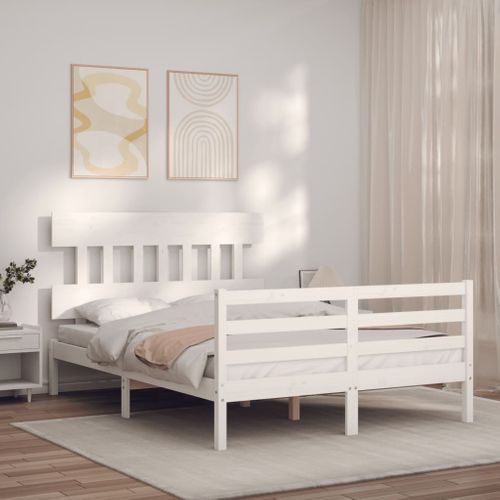 Cadre De Lit Sans Matelas Blanc 120x200 Cm Bois Massif