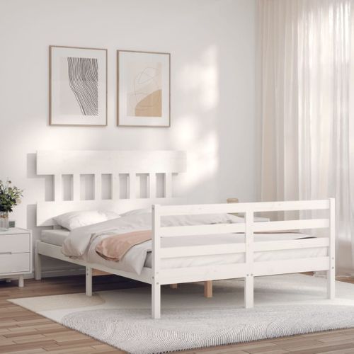 Cadre De Lit Sans Matelas Blanc 120x200 Cm Bois Massif