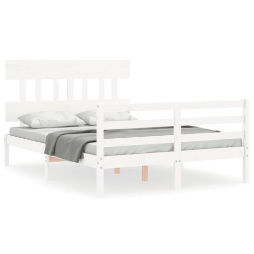 Cadre De Lit Sans Matelas Blanc 120x200 Cm Bois Massif