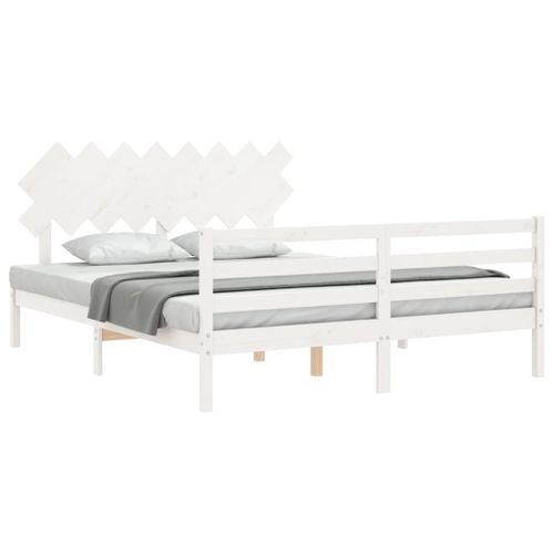 Cadre De Lit Sans Matelas Blanc 160x200 Cm Bois Massif