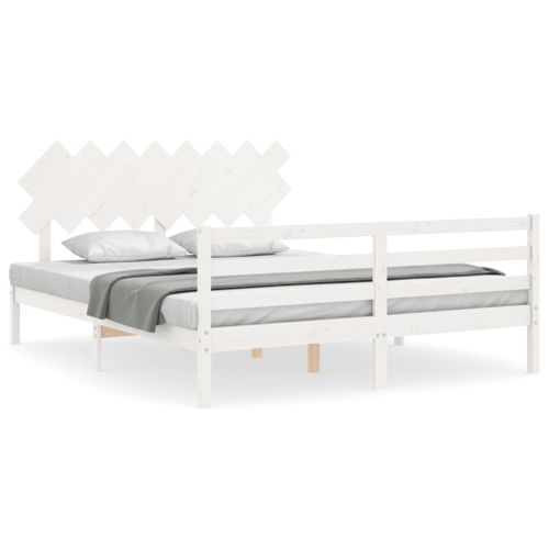 Cadre De Lit Sans Matelas Blanc 160x200 Cm Bois Massif