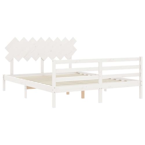 Cadre De Lit Sans Matelas Blanc 160x200 Cm Bois Massif
