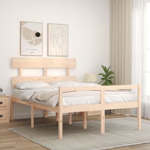 Lit Pour Personne Âgée Sans Matelas 140x190 Cm Bois Massif