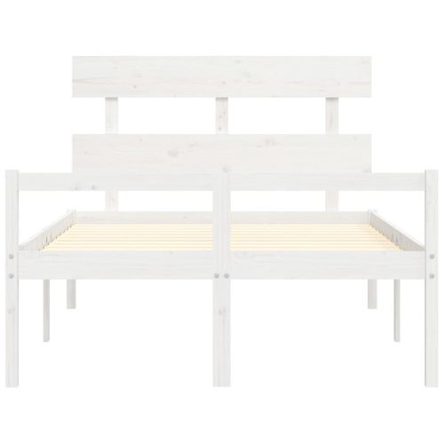 Cadre De Lit Avec Tête De Lit Blanc 120x200 Cm Bois Massif
