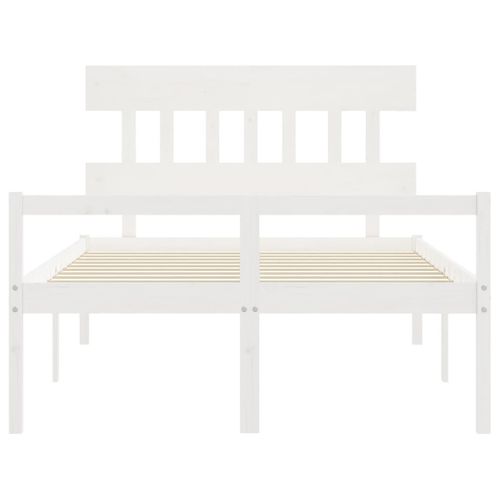 Cadre De Lit Avec Tête De Lit Blanc 120x200 Cm Bois Massif