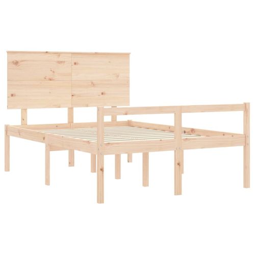 Lit Pour Personne Âgée Sans Matelas 140x190 Cm Bois Massif