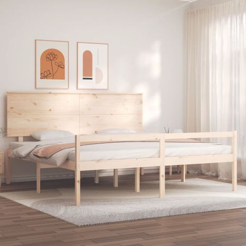 Cadre De Lit Avec Tête De Lit 200x200 Cm Bois Massif