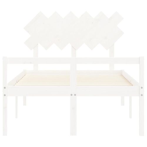 Cadre De Lit Avec Tête De Lit Blanc 120x200 Cm Bois Massif