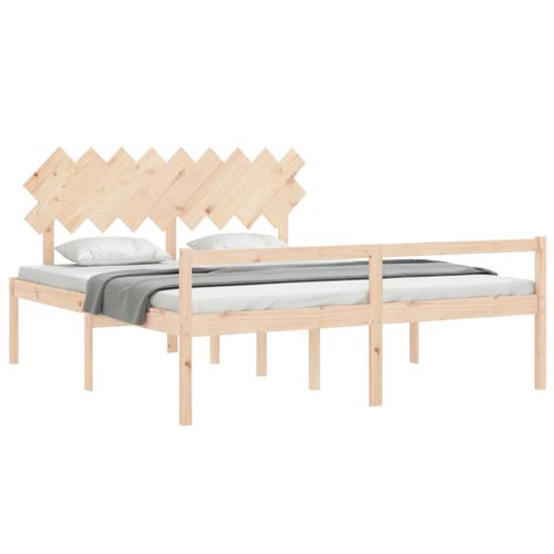 Cadre De Lit Avec Tête De Lit Super King Bois Massif 200x180