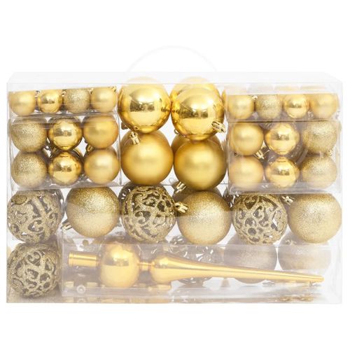 Ensemble De Boules De Noël 111 Pièces Doré Polystyrène