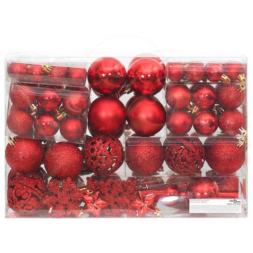 Ensemble De Boules De Noël 111 Pièces Rouge Polystyrène