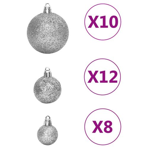 Ensemble De Boules De Noël 111 Pièces Argenté Polystyrène