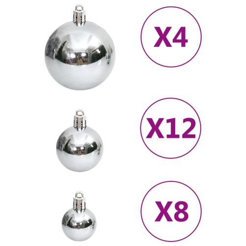 Ensemble De Boules De Noël 111 Pièces Argenté Polystyrène