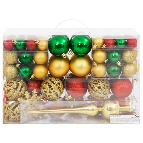 Ensemble De Boules De Noël 112 PCs Rouge Vert Doré Polystyrène