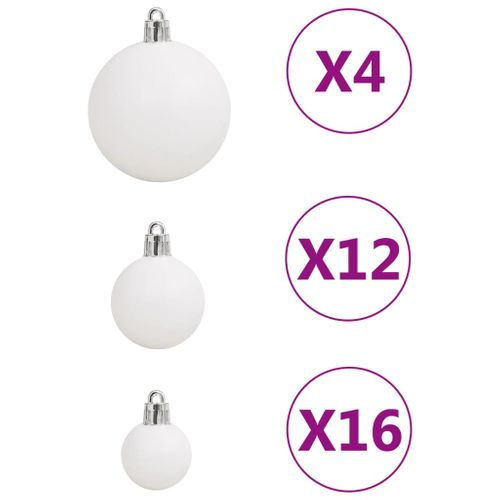 Ensemble De Boules De Noël 111 Pièces Blanc Polystyrène