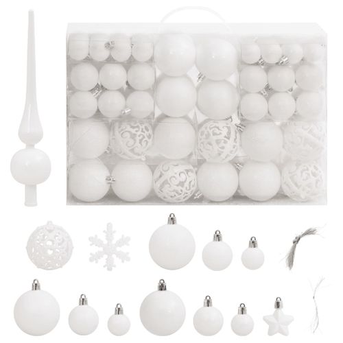 Ensemble De Boules De Noël 111 Pièces Blanc Polystyrène