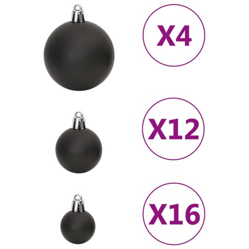 Ensemble De Boules De Noël 111 Pièces Noir Polystyrène
