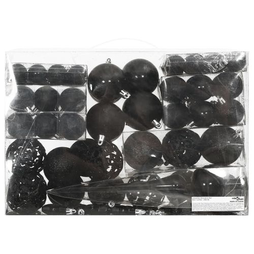 Ensemble De Boules De Noël 111 Pièces Noir Polystyrène