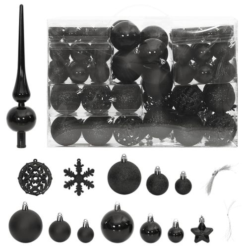Ensemble De Boules De Noël 111 Pièces Noir Polystyrène