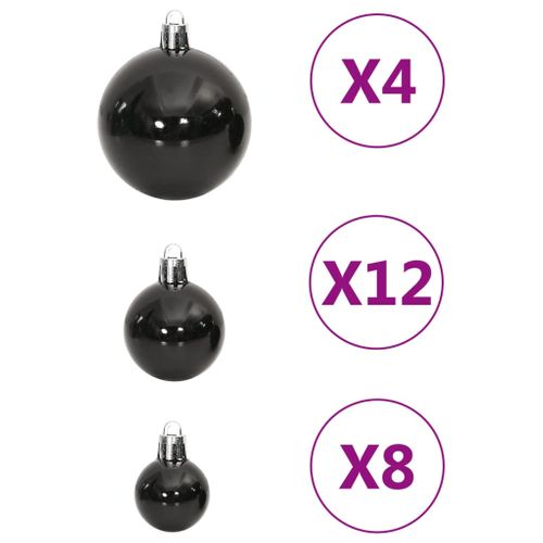 Ensemble De Boules De Noël 111 Pièces Noir Polystyrène