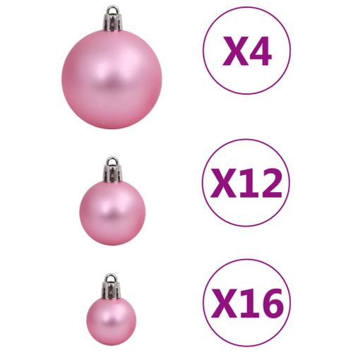 Ensemble De Boules De Noël 111 Pièces Rose Polystyrène