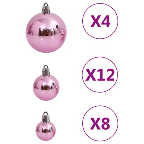 Ensemble De Boules De Noël 111 Pièces Rose Polystyrène