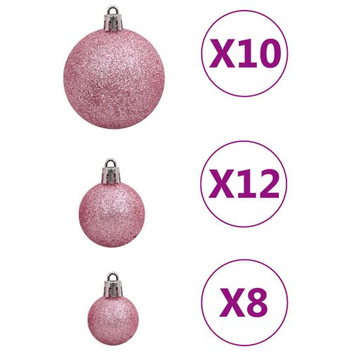 Ensemble De Boules De Noël 111 Pièces Rose Polystyrène