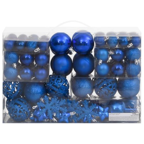 Ensemble De Boules De Noël 111 Pièces Bleu Polystyrène
