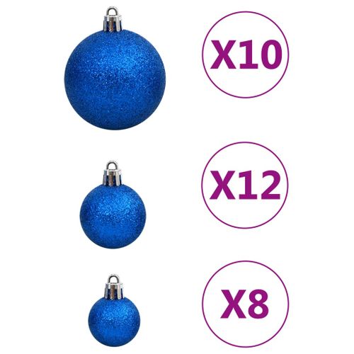 Ensemble De Boules De Noël 111 Pièces Bleu Polystyrène