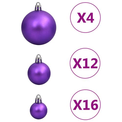 Ensemble De Boules De Noël 111 Pièces Violet Polystyrène