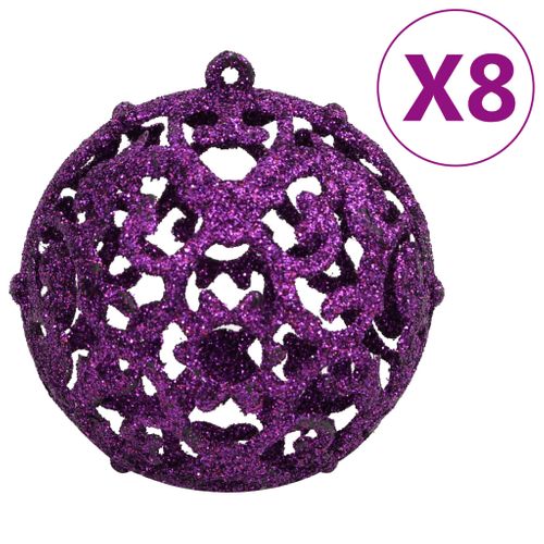 Ensemble De Boules De Noël 111 Pièces Violet Polystyrène