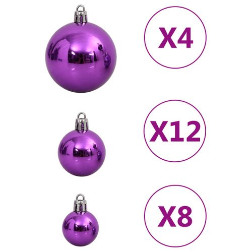 Ensemble De Boules De Noël 111 Pièces Violet Polystyrène
