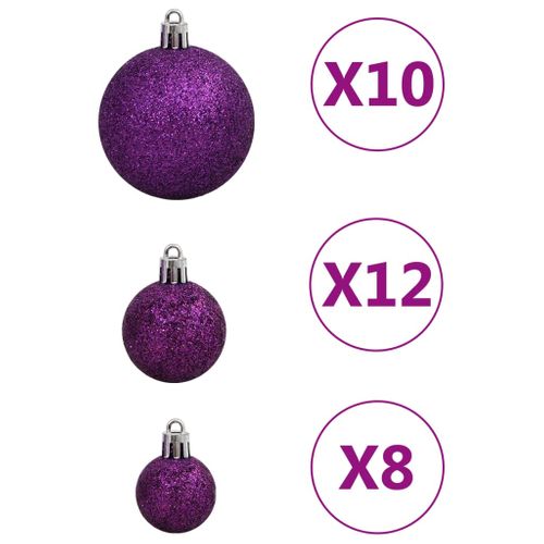 Ensemble De Boules De Noël 111 Pièces Violet Polystyrène