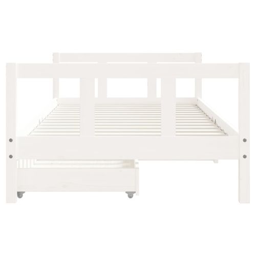 Lit enfant Tiroirs Blanc 90x190 Cm Bois Pin Massif