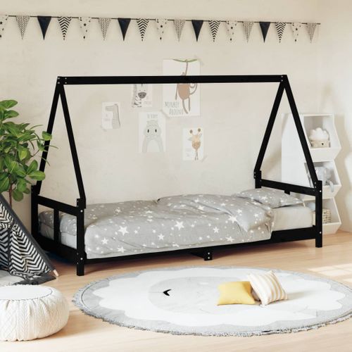 Lit cabane Pour Enfants Noir 80x200 Cm Bois De Pin Massif