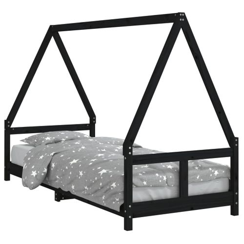 Lit cabane Pour Enfants Noir 80x200 Cm Bois De Pin Massif