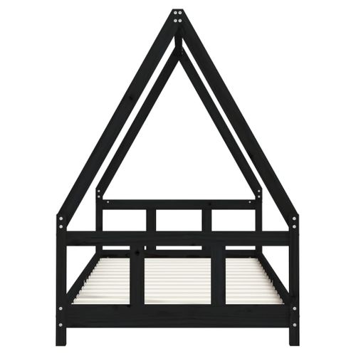 Lit cabane Pour Enfants Noir 90x200 Cm Bois De Pin Massif