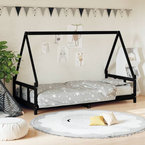 Lit cabane Pour Enfants Noir 90x200 Cm Bois De Pin Massif