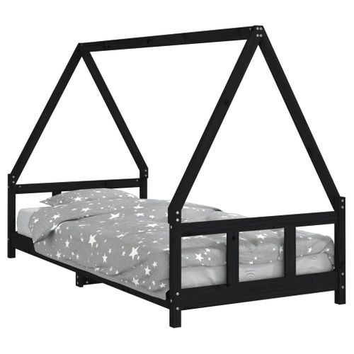 Lit cabane Pour Enfants Noir 90x200 Cm Bois De Pin Massif