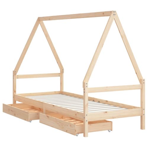 Lit cabane enfant Tiroirs 90x190 Cm Bois De Pin Massif