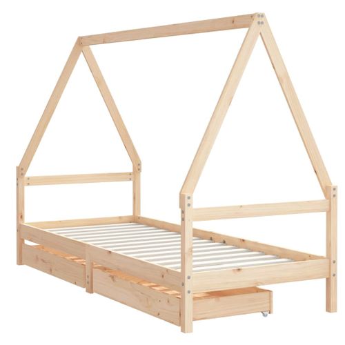 Lit cabane enfant Tiroirs 90x190 Cm Bois De Pin Massif