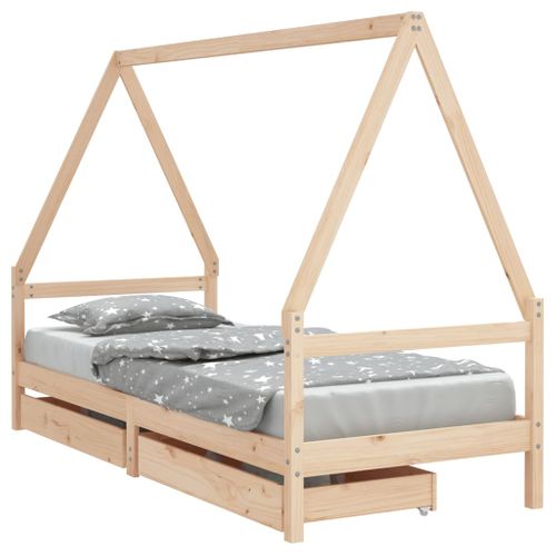 Lit cabane enfant Tiroirs 90x190 Cm Bois De Pin Massif