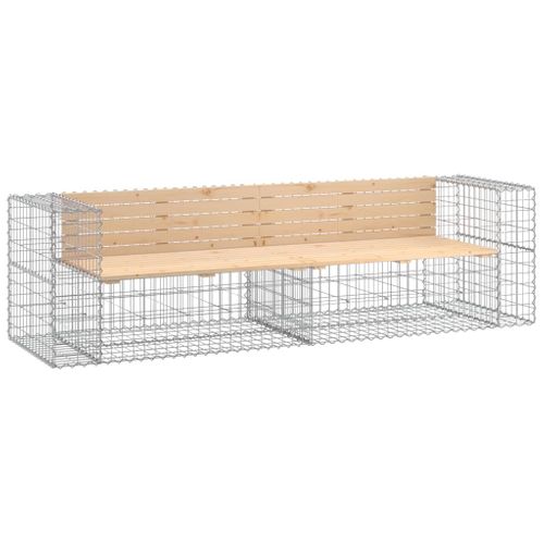 Banc De Jardin Design Gabion 244x71x65,5 Cm Bois Massif De Pin