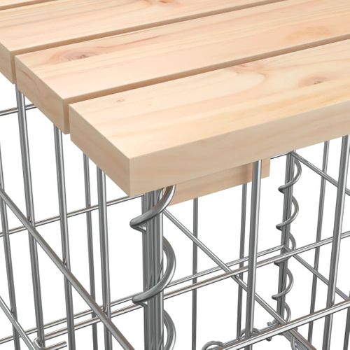 Banc De Jardin Design Gabion 244x71x65,5 Cm Bois Massif De Pin