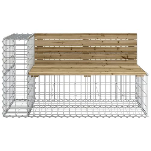Banc De Jardin Design Gabion 347x71x65,5cm Bois De Pin Imprégné